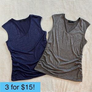 Apt 9 Set of 2 V-Neck Ruched Side Tank Tops Gray and Purple Blue Small